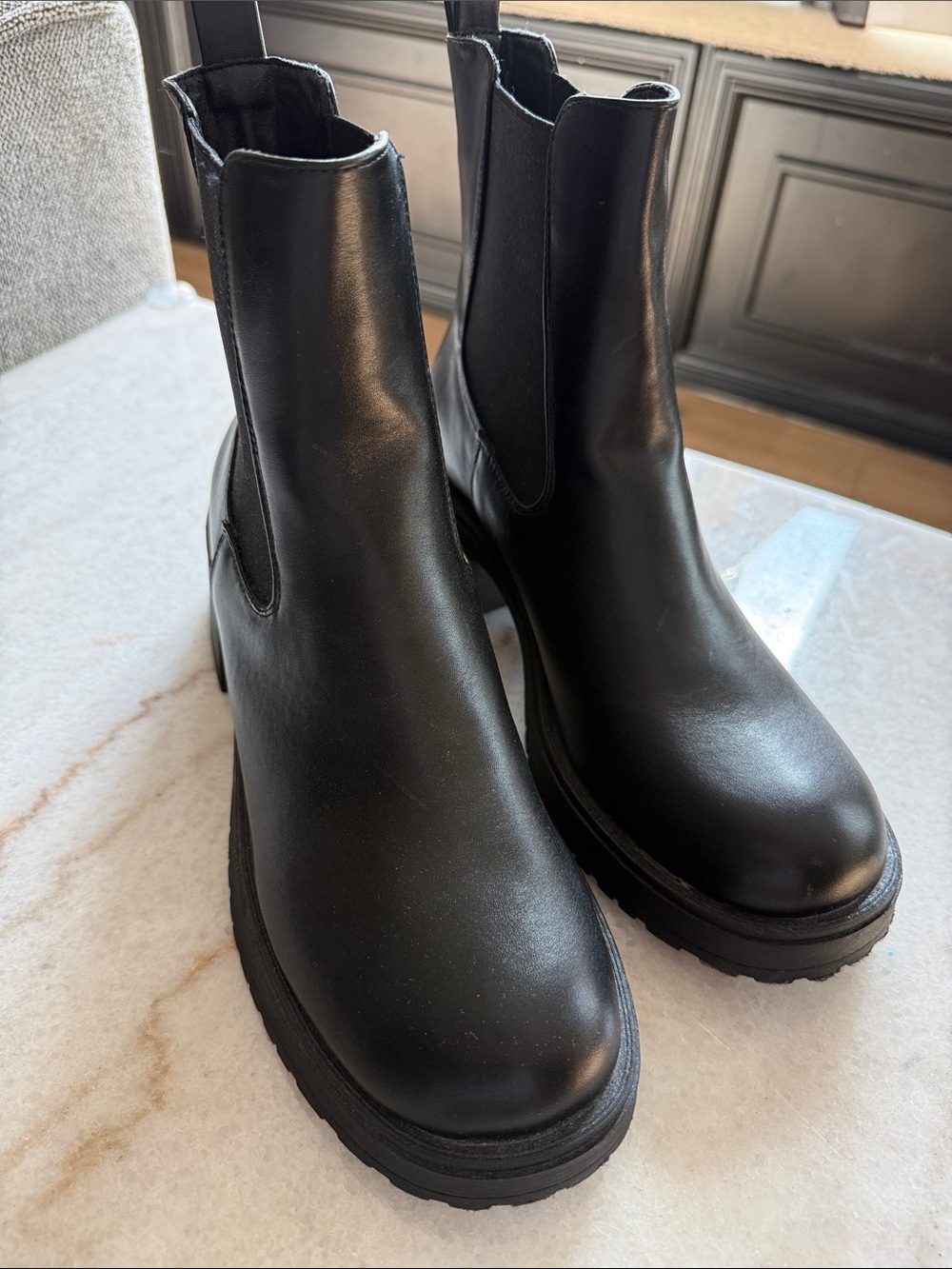Dirty Laundry Black Chunky Chelsea Platform Ankle Boots
